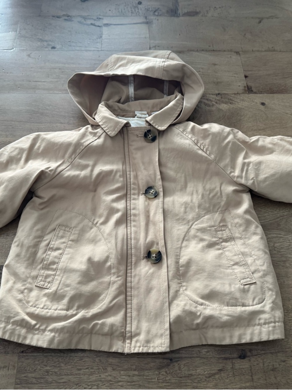 Zara Kids Hooded Tan Jacket trench spring Lightweight Hooded 2-in-1 size 9-12 m